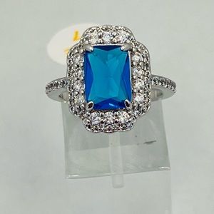 RETRO BOMB PARTY RING BLUE ZIRCON RBP03011 SIZE 7